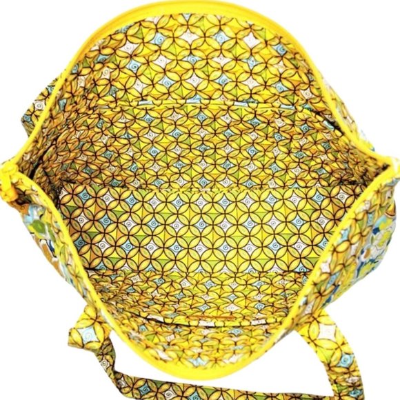 She's Got Baggage Large Yellow Print Multi-Pocket Sunflower Tote Bag - Picture 4 of 16